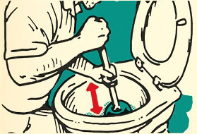 Man plunging toilet